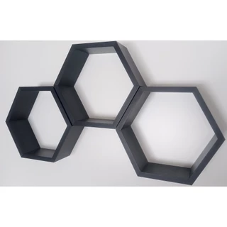Kit Nichos Prateleiras Mdf Preto Grande Enfeite 3 Peças