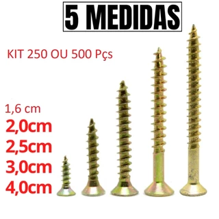 Kit Parafusos para Madeira MDF Móveis Marcenaria Parafuso Philips Chipboard 16 - 20 - 25 - 30 - 40mm