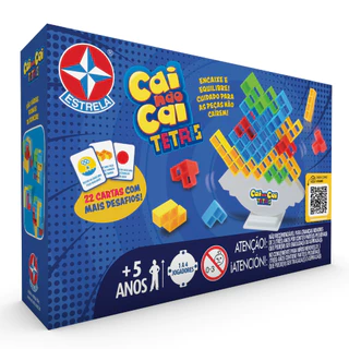 JOGO CAI NÃO CAI TETRIS ESTRELA BRINQUEDO CRIANÇA MESA DIVERSÃO 22 CARTAS PEÇAS FICHAS TABULEIRO