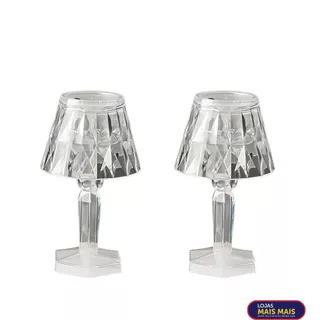 Kit Mini Abajur Acrílicos Transparente/ Quarto/ Artesanato Kit 2 peças Led