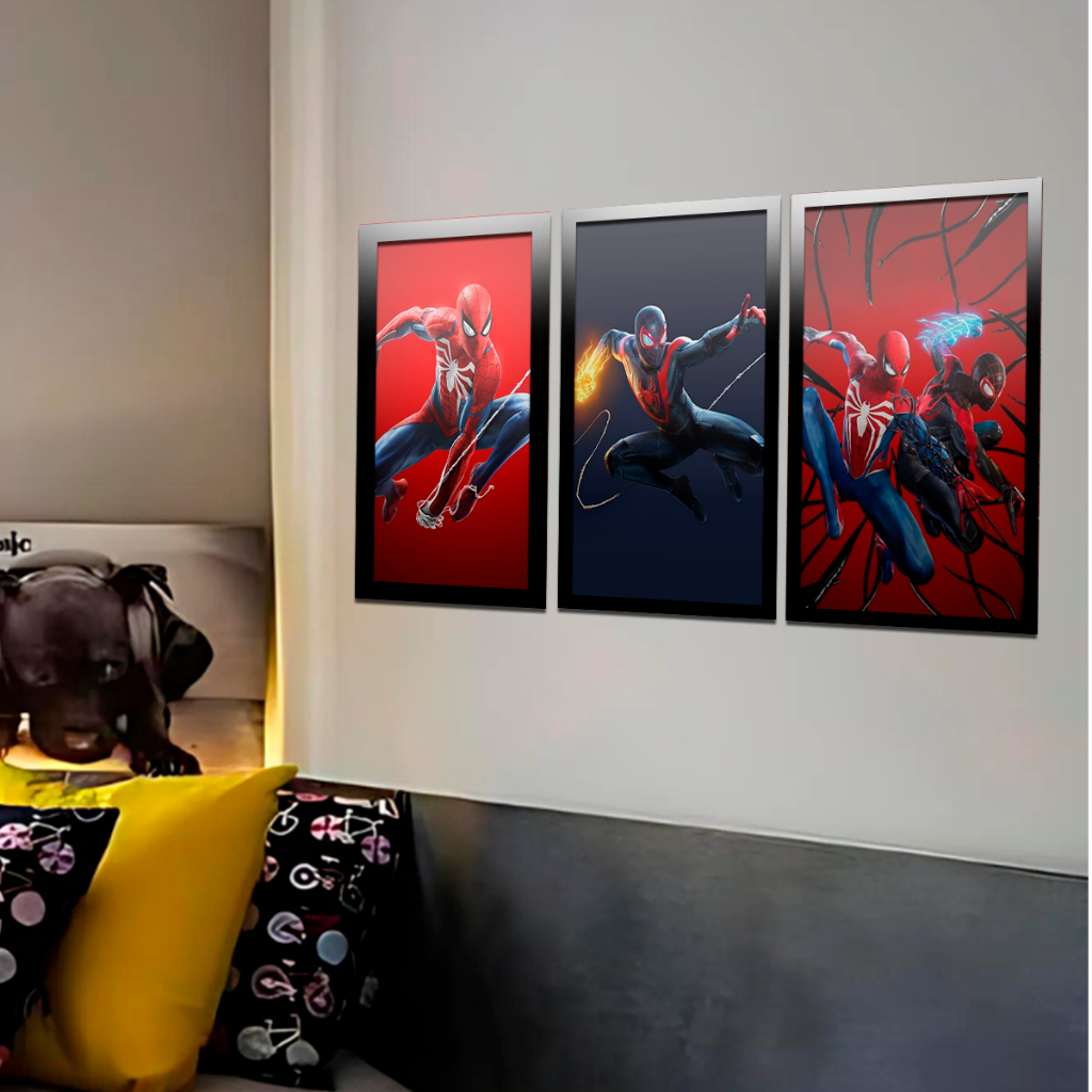 Kit 3 Placas/Quadros Decorativos Homem Aranha 21x29/29x42 MDF 3 mm