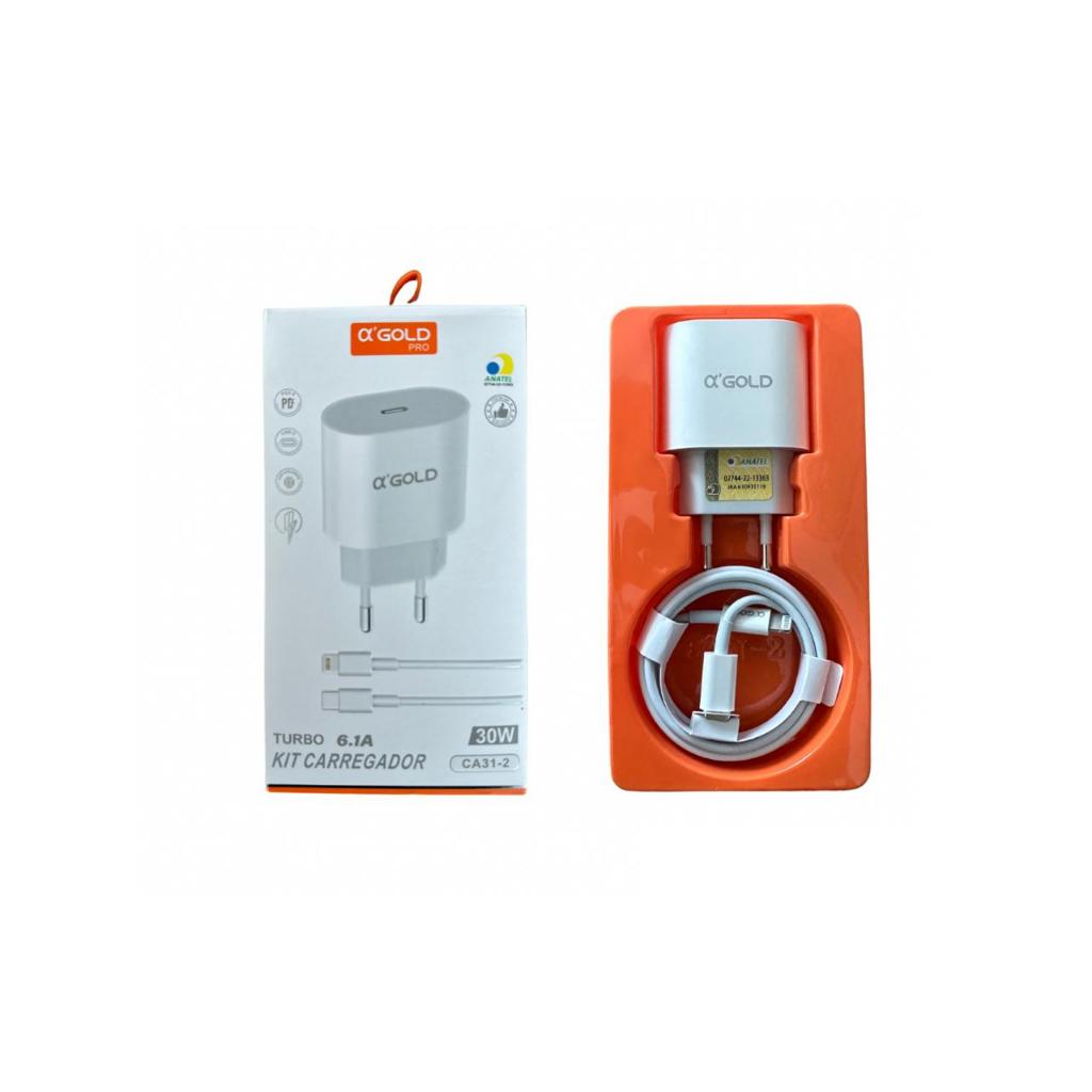 Carregador para iphone Turbo 6.1A 30W com usb tipo C p/ iphone.