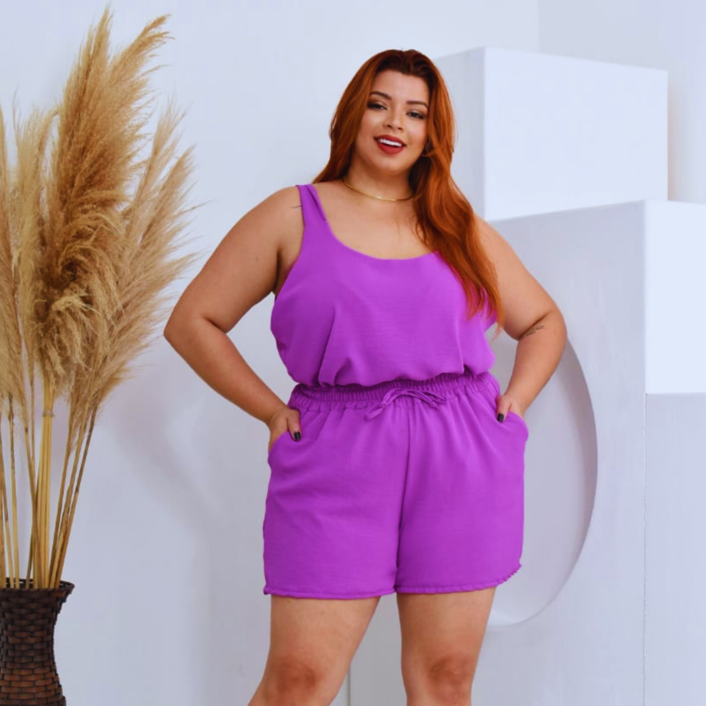 Conjunto Feminino Plus Size Curve GG ao G3 Shorts e Regata Blusinha Conjunto Verão Natal Ano Novo