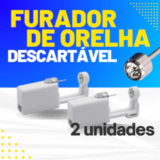 KIT COM 2 BRINCOS EM ACO CIRURGICO COM PEDRA NA COR CRISTAL E 2 FERRAMENTAS DESCARTAVEIS PARA AUXILIO NA PERFURACAO COR BRANCA ORELHA NARIZ PIERCING FURADOR PERFURADOR APLICADOR
