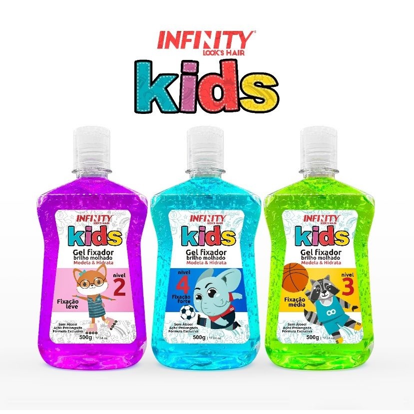 Gel Infinity Kids Gel de Cabelo Infantil Uso indicado Apartir dos 3 ...