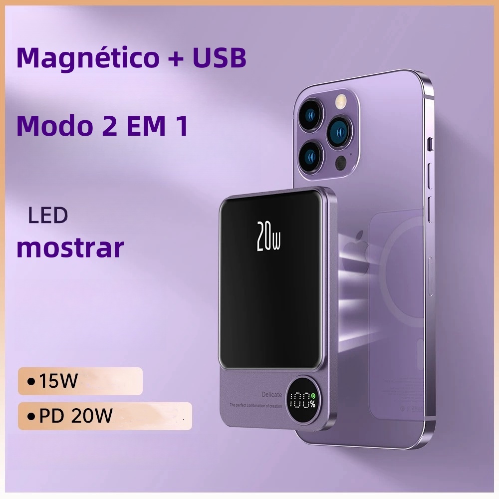Carregador Portátil Para Iphone Indução Magsafe Powerbank 10000 mAh Battery Pack -Y211