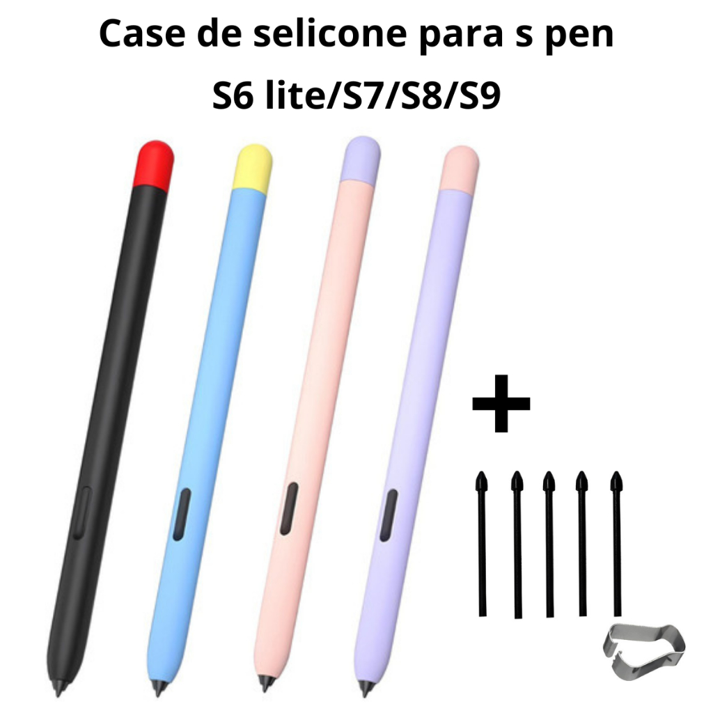 Capinha Case Silicone caneta S-pen S6 Lite/S7/S8/S9/S9 Plus/S9 Ultra