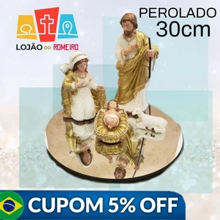 Presépio Natalino perolado a mão de borracha 30cm!