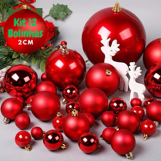 KIT 12 MINI BOLINHAS DE NATAL 2CM