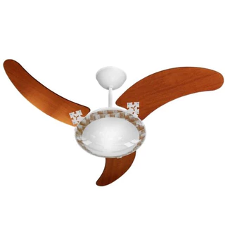 Ventilador De Teto Delta Ventus Lustre 130W Venti-Delta Branco/Mogno