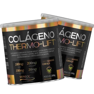 Kit 2x Colágeno Thermo Lift Verisol Ácido Hialurônico Cafeína Laranja Moro 200g