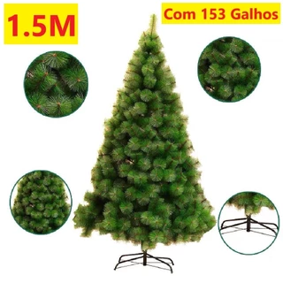 Árvore De Natal Pinheiro Apoio De Metal 1,50M Com 153 Galhos Verde Sala Natal Família Natalina