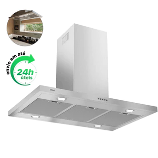 Coifa Cozinha de Ilha Tradition Line 90cm Inox Escovado 220v Cor Aço inoxidável Fischer