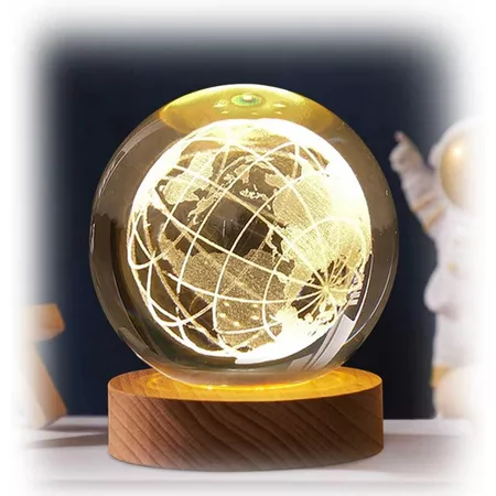 Luminária Decorativa de mesa globo de LED bola de cristal 3d enfeite universo USB