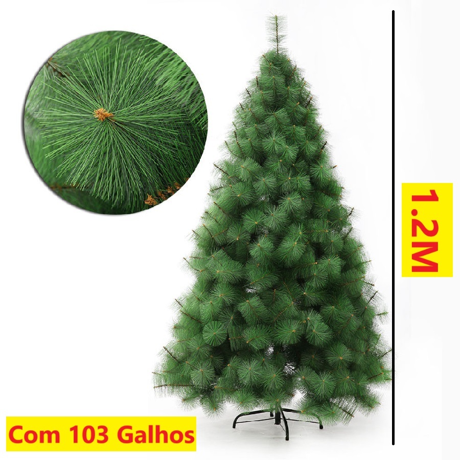 Árvore De Natal Pinheiro 1,20M Com 103 Galhos Apoio De Metal Verde Decoração Natal Família Natalina