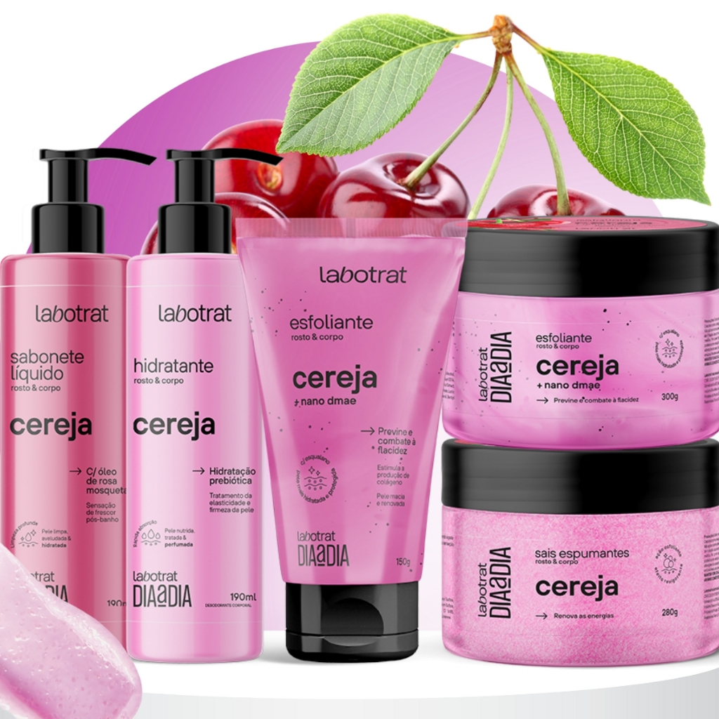 EXPERIÊNCIA BANHO LABOTRAT CEREJA SABONETE ESFOLIANTE HIDRATANTE SAIS DE BANHO LABOTRAT