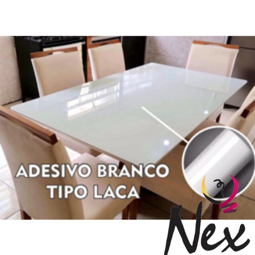 Adesivo de mesa Vinil Branco Laca Película Lavável para Mesa e Porta de Vidro Envelopar Laquear