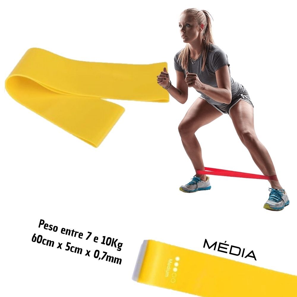 MINI BAND ELÁSTICO MÉDIA (AMARELO) RESISTÊNCIA 7-10KG