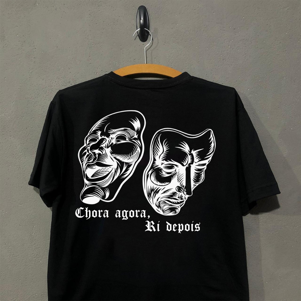 Camiseta Cry Now Laugh Later Máscaras oversized streetwear Camiseta Cry Now Laugh Later Máscaras oversized streetwear