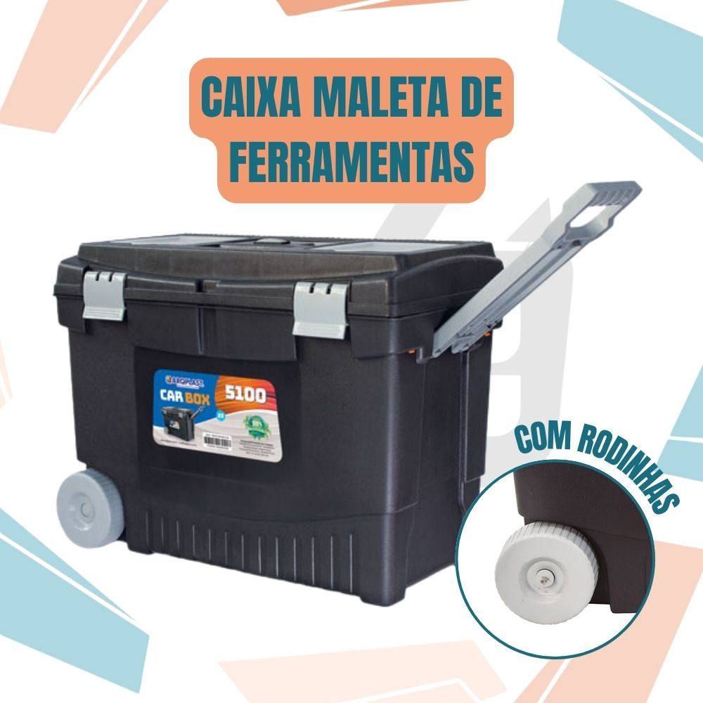 Caixa Maleta de Ferramentas Organizadora com Rodinhas Car Box 5100 Multiuso