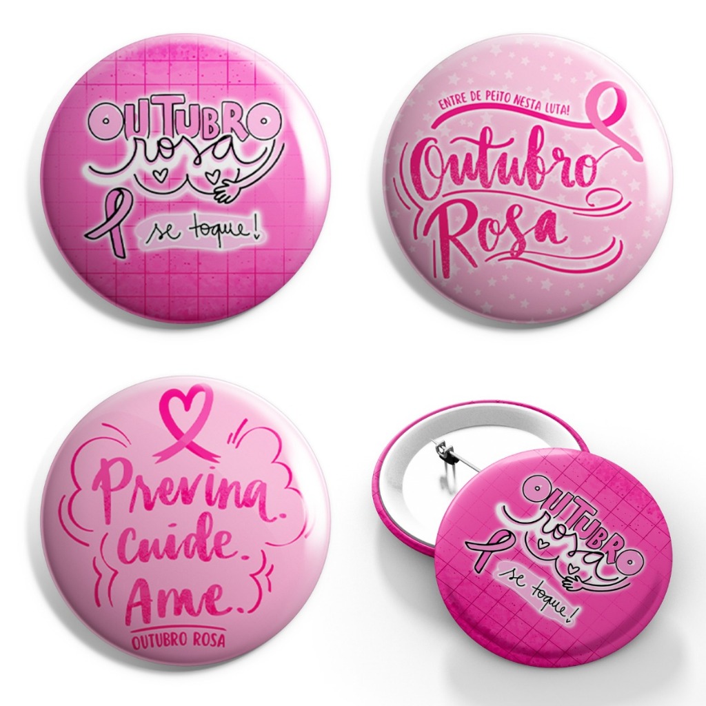 Bottons Outubro Rosa - Pin - 5,5cm | Shopee Brasil