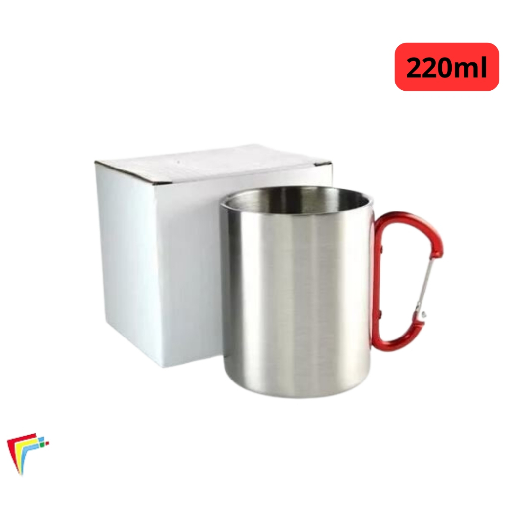 Caneca inox mosquetão 220ml - Para sublimação 1 unidade