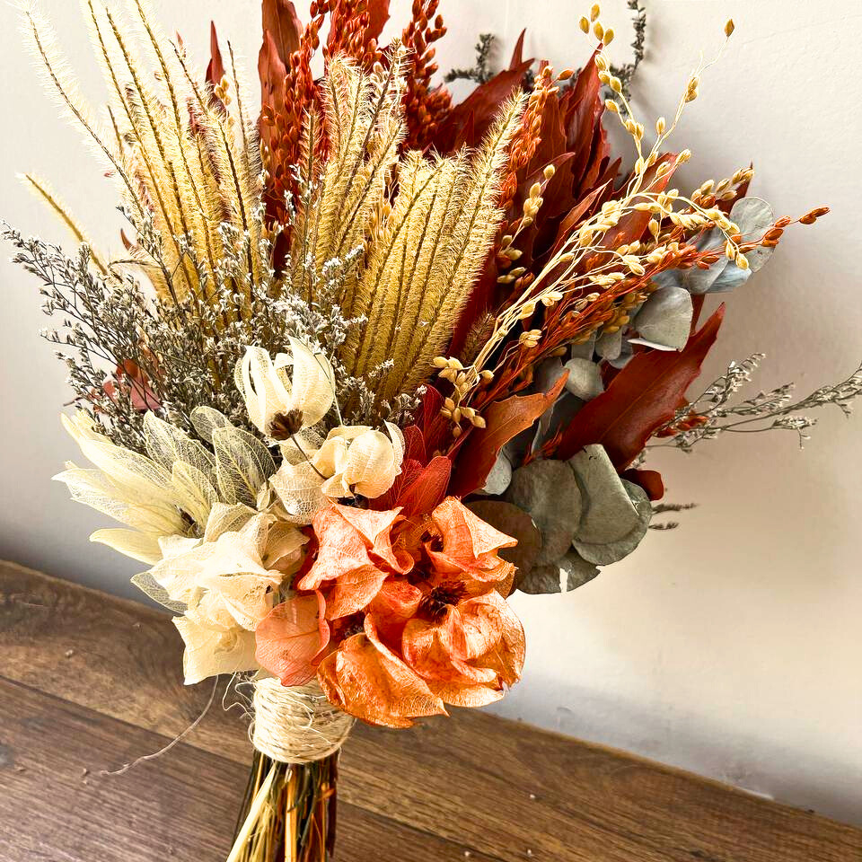 Arranjo/buquê flores e folhagens naturais desidratadas bougainvillea opções tamanho P e M