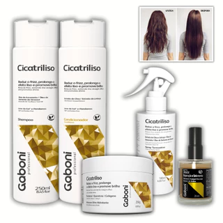 Tratamento Antifrizz/Efeito Liso Duradouro e Reparação Cicatriliso (5 Produtos) Gaboni em Oferta na Shopee