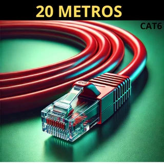 Cabo De Rede Cat6 20 Metros Vermelho Gigabit