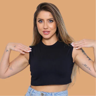 Top Cropped Liso e Estampado diversas estampas promoção gola alta moda blogueira