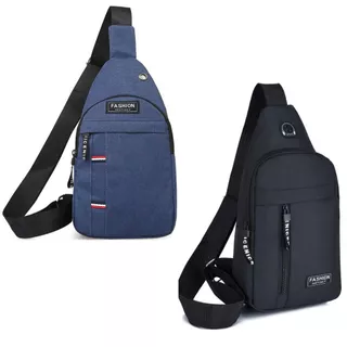 Bolsa masculina nilon azul preta transversal esportiva casual do dia a dia espaçosa trand bag bolsa de peito pochete de ombro