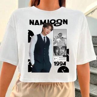 Blusa Cropped Feminino Namjoon Coreano Grupo Kpop Idol Algodao Bts