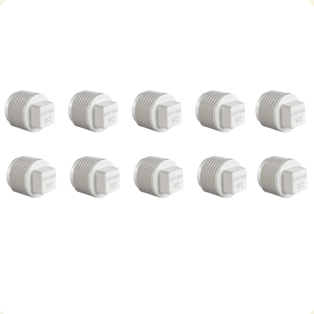 Kit 10 Unidades Plug Roscável PVC Branco 1/2'' Krona | Shopee Brasil