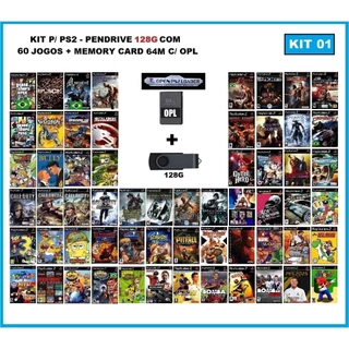 Pendrive com jogos de ps2 + Memory card 64M com OPL - Leia a descrição