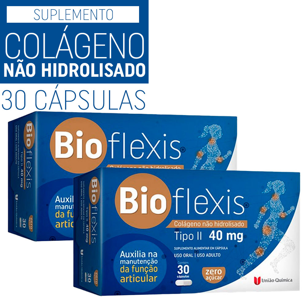 KIT Bioflexis 40 Mg Colágeno Não Hidrolisado Tipo 2 - 30 Cáps. União ...