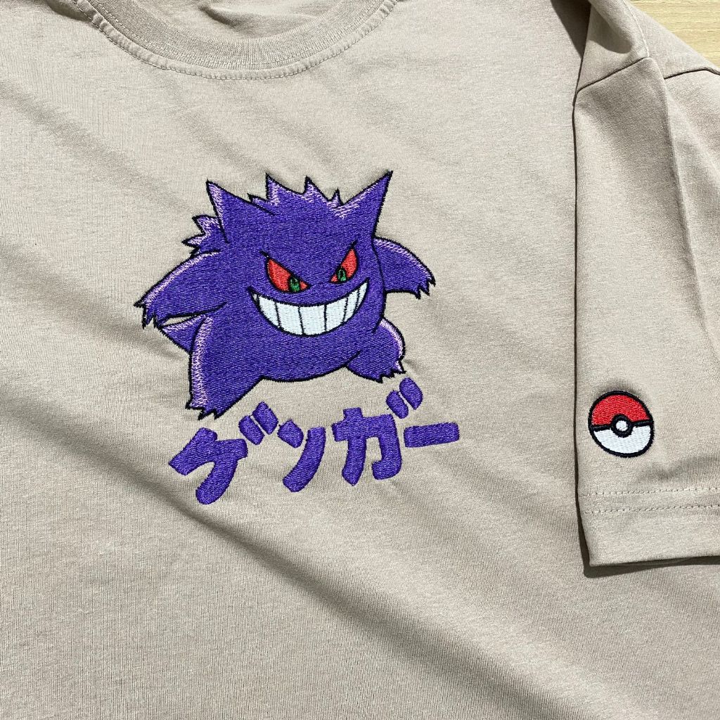 Camiseta Gengar bordado Anime Pokemon Blusa anime bordada Poke