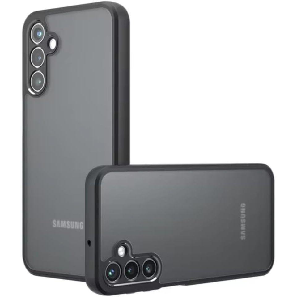 Capa Protetora Anti-Impacto para Samsung Galaxy A55 5G, Preta Translúcida com Proteção de Câmera
