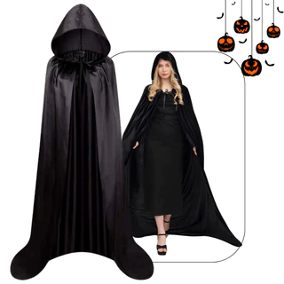 Capa de Vampiro Adulto Bruxa com Capuz Unissex 160cm Festa Halloween Fantasia Drácula Pânico Mago Bruxo Cosplay Feiticeiro Terror