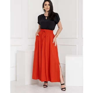 saia longa. moda femenina 3 Marias dunas. forrado elástico na cintura casual