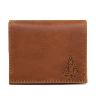 CARTEIRA MASCULINA EM COURO LEGÍTIMO NOSSA SENHORA MODELO EM L SLIM PREMIUM COMPACTA CNH CEDULAS CARTÕES BOLSO.