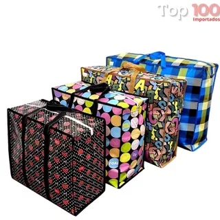 Sacola de Feira Grande Zíper Impermeável Sacoleira Média Pequena e Grande em Oferta na Shopee