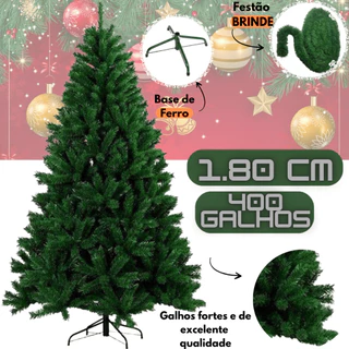 Árvore de natal Pinheiro Verde tradicional luxo 1,80m 400 Galhos cheia Envio Imediato