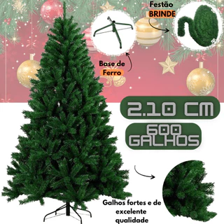 Árvore de natal 2.10 verde tradicional pinheiro cheia luxuosa canadense modelo PREMIUM