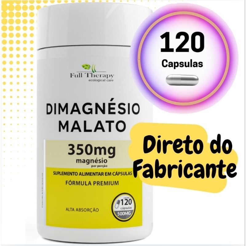 Magnésio Dimalato 120 Cápsulas 500mg Concentrado Full Therapy | Shopee ...