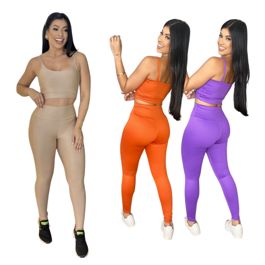 Conjunto Academia Feminino 2 Peças OMEWEE - Top E Legging Com Bojo