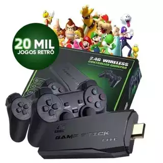 Video game Stick ORIGINAL 4K 20mil Jogos 2 Controles Sem Fio Console Original Portatil Jogos Retro Antigo