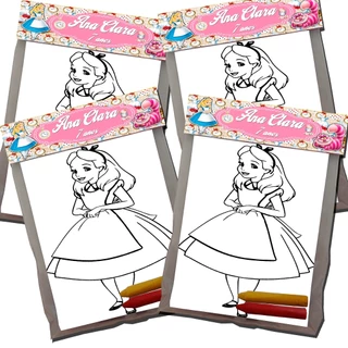 Kit's para colorir Personalizado Festa Infantil Alice no País das Maravilhas. Lembrancinhas.