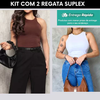 Kit com 2 Blusinha Regata Feminina Suplex com Forro Duplo