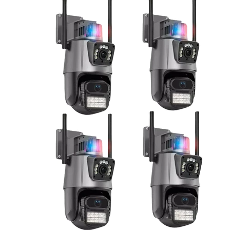 KIT Câmera De Segurança Externa Lente IC Dupla Com Sirene Wifi 6mp Full Hd 4K 360graus Visão Noturna