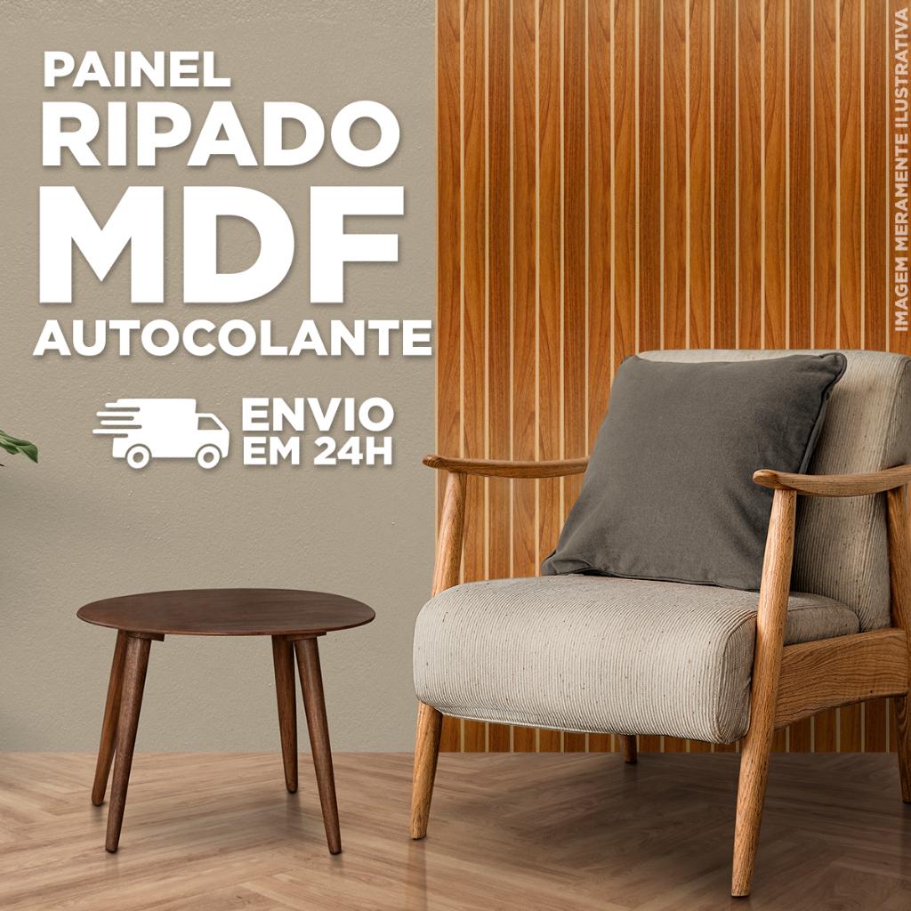 Kit 20 Revestimentos Ripados Placa Painel Decorativo MDF 50x11cm